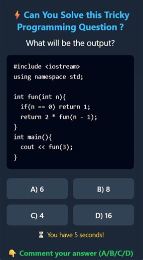 C++ Tricky Question #50 🔥 | Recursion Power Output 🤯 #shorts #CPP