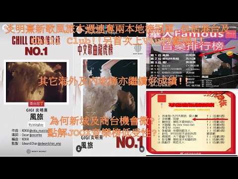 Gigi炎明熹新歌風旅本週連奪兩本地榜冠軍,包括港台及Chill Club!!另首次上ViuTV獻唱!!其它海外及內地榜亦繼續好成績!!為何新城及商台機會微?點解JOOX音樂榜低認受性?