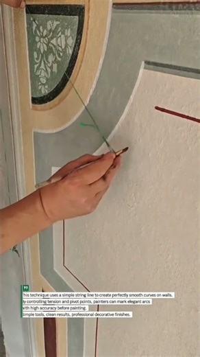 Perfect Curved Wall Lines Using Simple String Technique #WallArt #Painting #Craft