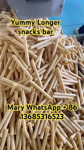 How to make Yummy snacks bar long puffs snack bar extrusion and cutting #machine #factory #extruder