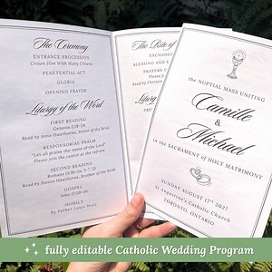 Catholic Wedding Program Template: Elegant Church Ceremony Booklet (digital Download) - Etsy