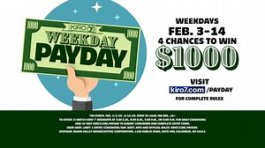 7.1K views · 6 comments | Enter to win $1000 every weekday! Watch KIRO 7 News starting at 5 and 6am, then again at 5 and 6pm and look for the keyword. It’s KIRO 7’s Weekday Payday. Complete rules on kiro7.com/payday. And watch Entertainment Tonight at 7:30pm. | KIRO 7 News | Facebook