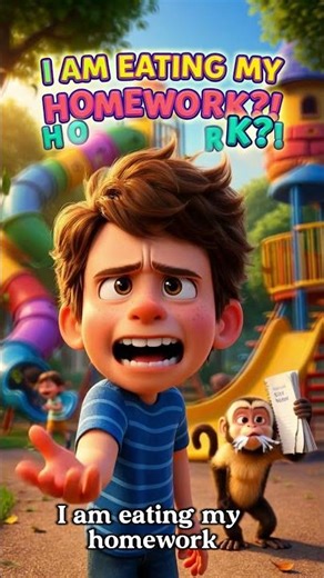 👉 This Monkey Ate My Homework?! 😱🐒 (Funny English Lesson) #englishforkids