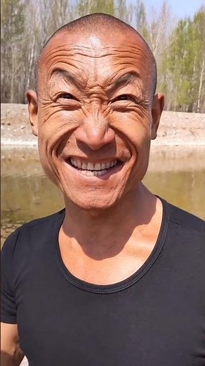 square head chinese man screaming 4k