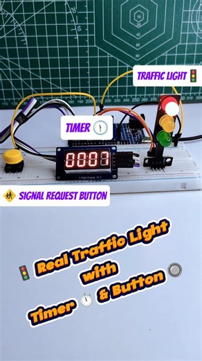 TechWithPi on Instagram: " Arduino Traffic Light with Button  & Timer ⏱️ | DIY Project #ReelItFeelIt #ExplorePage #TrendingNow #InstaReels #ViralReel #HowToReel #InventionReel #TechCreators arduino traffic light project arduino signal with button tm1637 display project pedestrian button project arduino uno diy traffic light logic code engineering mini project electronics arduino timer control realistic signal using arduino smart pedestrian signal"
