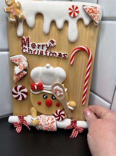 3.4K views · 24 reactions | Large Gingerbread Cutting Board| Christmas Display | Gingerbread Peppermint Decor | Dollar Tree Creative | Facebook