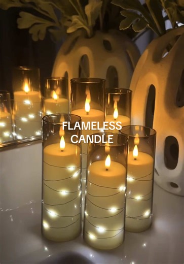 These are the cutest flameless candles I’ve ever seen 🕯✨ They come in a 5-piece set with a remote, timer, and that soft flicker glow that looks just like a real candle. Plus the tiny star string lights wrapped around?? So dreamy. Safe, mess-free, and giving all the cozy vibes 🤍 #candle #candlesoftiktok #flamelesscandles #tiktokshopfinds #tiktokshopcreatorpicks