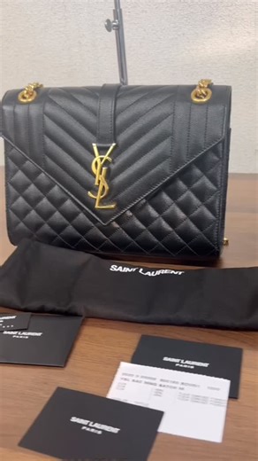 JPLUXE CO. on Instagram: "YSL Envelope Medium Shoulder bag in Matelassé Grain Leather with Gold Hardware✨ Excellent Condition✅ Dustbag Included✅ Authenticity card included✅ $2445 DM us for More Infos🫶🏻"