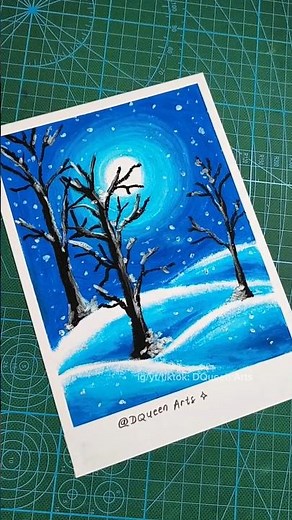Cara gambar salju GAMPANG pakai oil pastel ❄ #art #drawing #drawingtutorial #howtodraw #dqueenarts