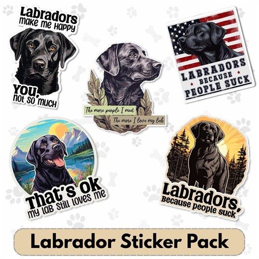 Funny Labrador Sticker Pack, Lab Sticker Bundle, Funny Dog Stickers, Labrador Retriever Gift, Dog Lover Gift, Waterproof Vinyl Stickers - Etsy