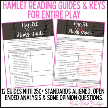 Hamlet Reading Guides with Answer Keys for the Entire Play - 250  Questions