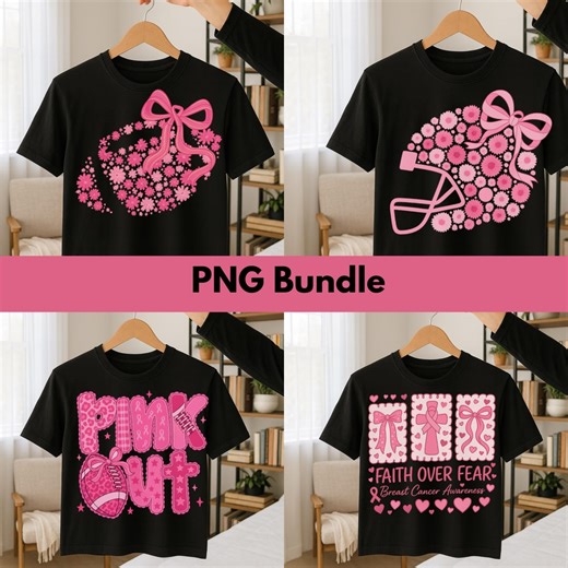 Pink Out Breast Cancer Awareness PNG Bundle: Floral Football, Faith Over Fear (digital Download) - Etsy
