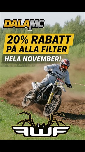 20% rabatt på alla filter under November i webshopen! www.dalamc.se #endurosweden #offroadsweden #endurosm #novemberkåsan #novemberkåsan2025 | Dala MC Produkter
