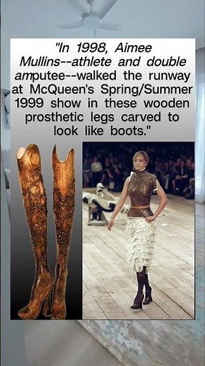 In 1998, Aimee Mullins--athlete and double amputee--walked the runway at McQueen's #shorts #usa