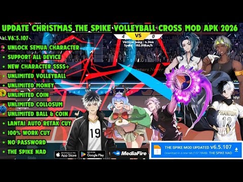 UPDATE! Download The Spike Cross V6.5.107 2026 MOD APK (Unlock All Characters, Money, Max Level)