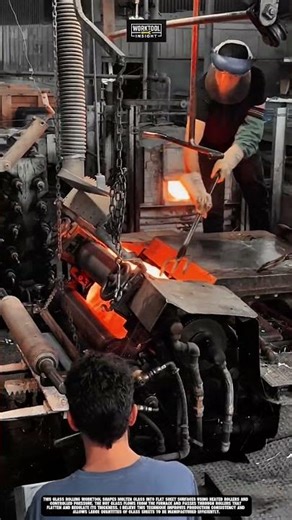 Glass rolling worktool used to shape molten glass into flat sheet surfaces #worktool