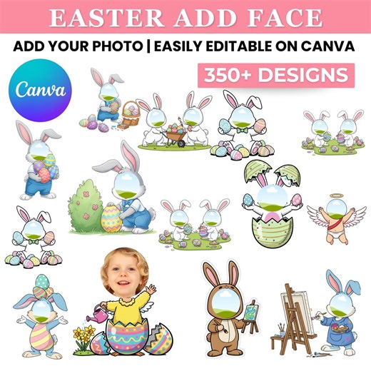 Easter Egg Bunny Costumes | Add Your Own Face Photo Template | Kids Easter Bunny Party Craft | Editable Canva PNG | Fun Easter Activity - Etsy