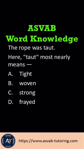 📚 ASVAB Word Knowledge Question You Should NOT Miss! 🔥 Most test-takers slip up on this one 😳 — can you get it right? Level up your vocabulary and boost your ASVAB score FAST! 🚀 #ASVAB #WordKnowledge #ASVABPrep #ASVABPractice #MilitaryTest #FutureSoldier #StudyTips #ASVABChallenge #TestPrep | ASVAB Tutoring