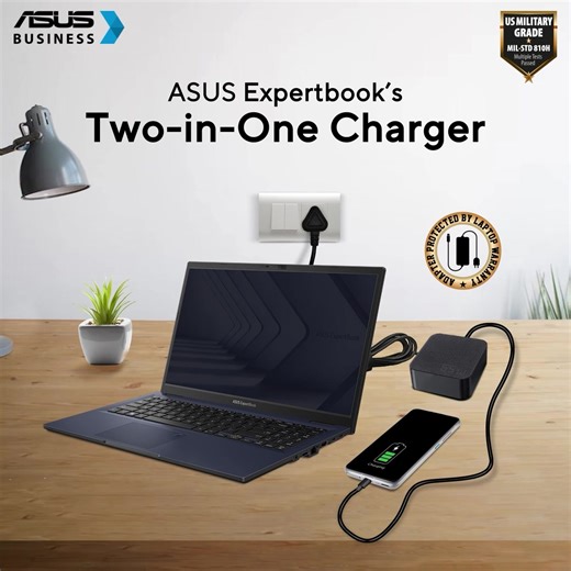 8K views · 34 reactions |  Power Up Anytime, Anywhere with 2-in-1 Charger! The ASUS Expertbook Series laptops are your go-to tech companions, equipped with a versatile 65-Watt USB-C PD charger that powers both your laptop and mobile phone. And guess what? The adapter is safeguarded by the default laptop warranty! Stay charged, stay confident. ️ #ASUSExpertbook #ChargeSmart Know More: https://in.asus.click/fb_expertbook | ASUS | Facebook