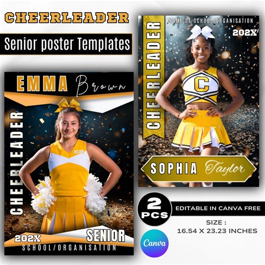 Cheer Senior Poster Template Canva  90 Backdrops | Editable Cheerleader Senior Night Poster | Custom Cheerleading Banner DIY - Etsy