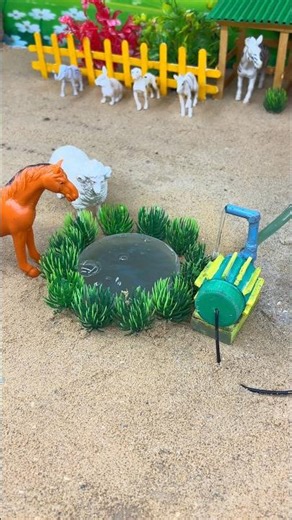 Mini hand pump project water with supply motor drinks horse and sheep farm #waterpump #shorts #3