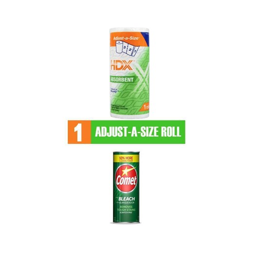 21 oz. All Purpose Abrasive Powder Cleaner with Bleach, Pine and Premium Adjust-A-Size White Paper Towel Roll (2 Items) - The Home Depot