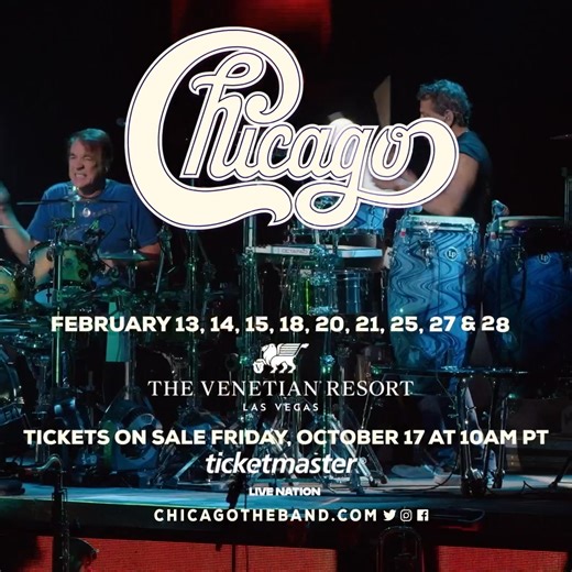 LIVE IN LAS VEGAS! Chicago returns to The Venetian Theatre at The Venetian Resort Las Vegas for 9 shows in Feb 2026! Tickets on sale this Friday, Oct 17th @ 10am PT. 🎶🎺 | Live Nation Concerts