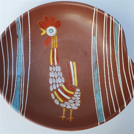 Italian Mid Century Era Hand Decorated Pottery Bowl - Abstract Rooster Design - Made in Italy - Shape 7323 - 11.75" - Etsy