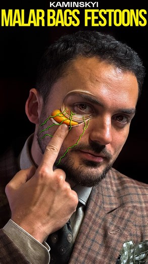 EDGAR KAMINSKYI SURGERIES on Instagram: "Why do malar bags (festoons) appear? And how to treat them. 💆🏻‍♀️ In this video I explain what they are, why they form, and how they can change your face with age. Festoons are not “under-eye bags”. They are pockets of malar fat held in place by strong ligaments. When these ligaments weaken, when lymphatic flow slows down, or when hormones change with age, this area starts to swell and becomes more visible. The lymphatic system is key here. If its drain