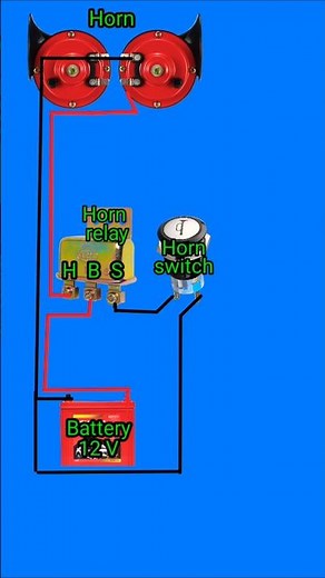 3 Pin horn relay wiring diagram/how to install horn relay#shorts #video