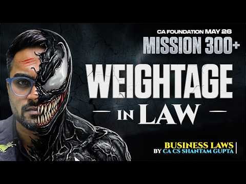 WEIGHTAGE in BUSINESS LAWS | CA FOUNDATION | CA CS SHANTAM GUPTA (AIR 42) #mission300