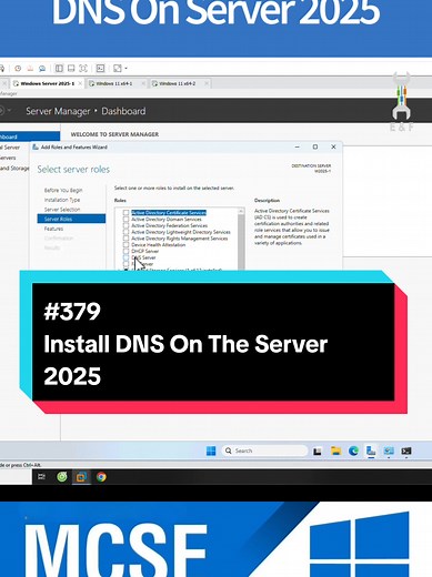 Part 379 Install DNS On The Server 2025 #mcse #windows2025