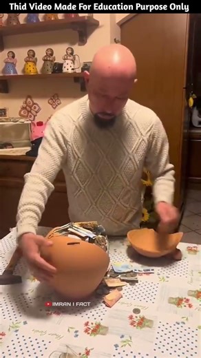 The man quietly broke his daughter's money bank.