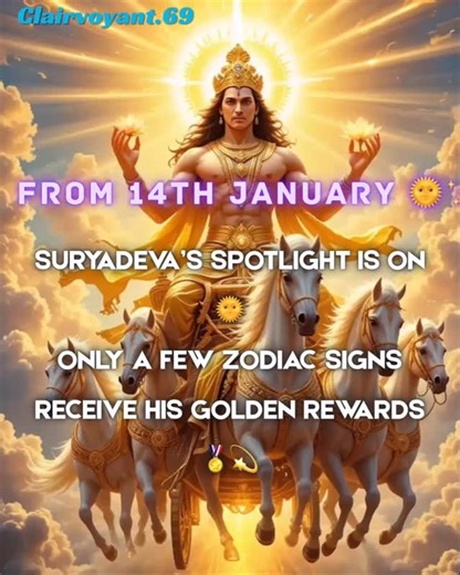 Clairvoyant.69 on Instagram: "🌅 The Radiance of the Sun: A Prophecy of Success 🌅 Surya Dev, the Soul of the Universe, casts his benevolent gaze upon these signs. Prepare for a period of immense ascension. 👑 Leo (Simha): The Royal Path As the Sun rules your house, your natural aura is magnetic. Expect public accolades, elevation in rank, and the power to command rooms. ⚔️ Aries (Mesha): The Victorious Warrior Infused with solar fire, your courage is unmatched. Victory in litigation or competit