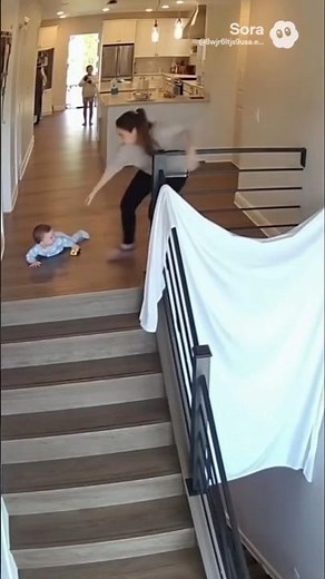 Mother’s Quick Reaction Saves Baby from Falling Down Stairs