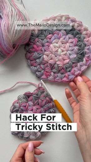 This is an amazing Jasmine Stitch with incredible texture. 🌸 Yes, it’s a real yarn eater, but for small projects like coasters or even scarves (this stitch can also be made in flat rows), it is awesome. I strongly recommend using soft, fluffy yarn like angora or mohair for this stitch. 🧶Avoid using ‘clean’ looking yarns like cotton or linen, as you’ll lose that cozy look. 🤔 ‼️Find the full tutorial under the link in my bio @themailodesign, in the Crochet Blog category. Or, just write me a dir
