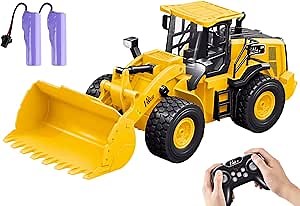 9-Channel Remote Control Wheel Loader – 1:18 Scale Construction Toy, Realistic Sounds & Lights, All-Terrain TPR Rubber Tires, Perfect for Kids & Adults, 100-Minute Battery, Great Gift for Birthdays