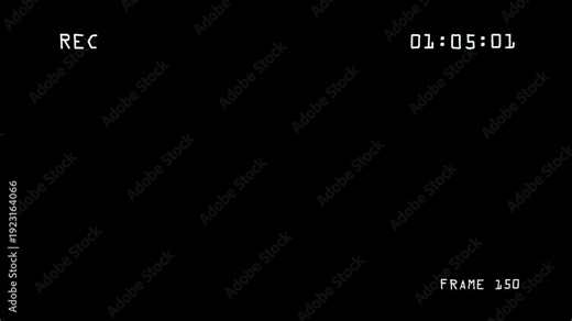 Retro CCTV Recording Screen Overlay with REC Indicator and Timecode, 4K Alpha Channel