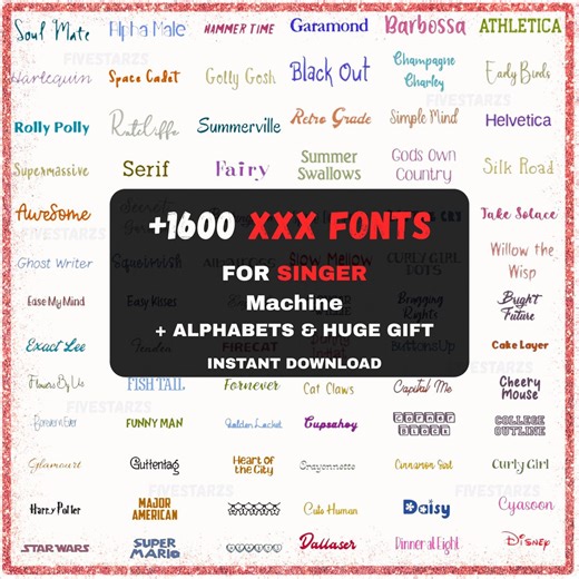 1600  Machine Embroidery Font Designs (1", 2", 3") – XXX Format for Singer (instant Download) - Etsy Hong Kong