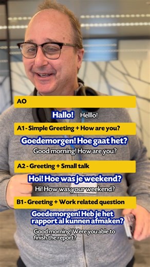 14K views · 258 reactions | From A0 to B1, your Dutch greetings get a major upgrade!  See how your Dutch grows step by step?   Follow Fit4Taal for simple Dutch you can use every day. #learndutch #dutchlevels #dutcha0 #dutcha1 #dutcha2 #dutchlearning #fit4taal #dutchforbeginners #netherlands #expatsinnetherlands #speakdutch | Fit4Taal | Facebook