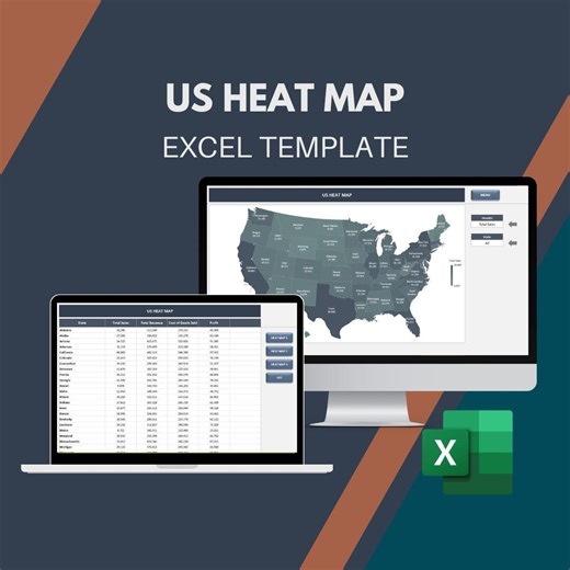 US Heat Map Excel Template: Data Visualization (instant Download) - Etsy