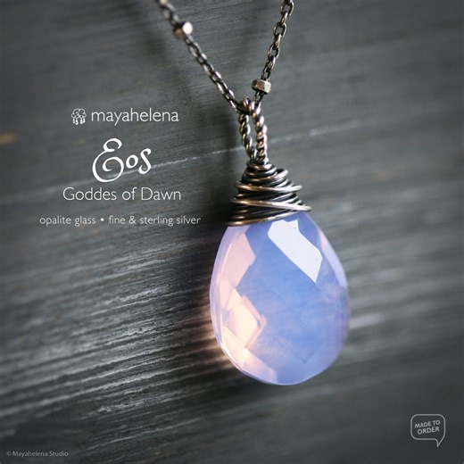 Eos - Lavender Opalite - Wire Wrapped Briolette Oxidized Sterling Silver Necklace - Etsy