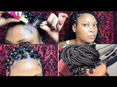 HOW TO -CROCHET BOX BRAIDS|RUBBERBAND METHOD! ON SHORT 4C NATURAL HAIR