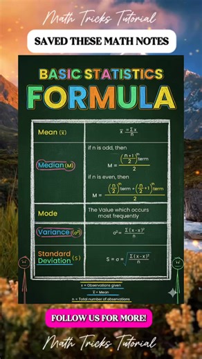 Basics Statistics Math Notes | Math Tricks Tutorial