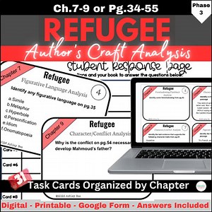 Refugee Novel Study Task Cards & Digital Resources - Pg.34-55