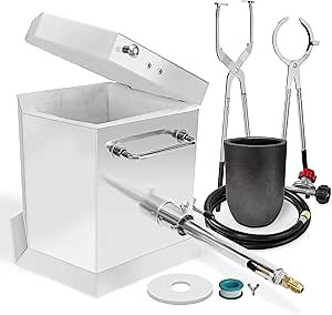 9KG/20lbs Propane Gas Melting Furnace Deluxe Kit with Crucible and Two Tongs Kiln Smelting Gold Silver Copper Aluminum Metal Recycle Create Unique Gifts Home Smelting