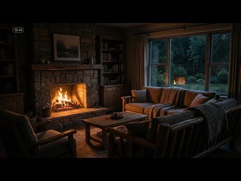 Warm Cozy Room with Fireplace 🔥 Night Ambience for Deep Sleep