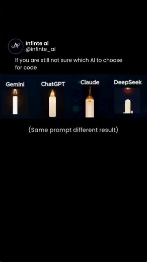 Infinite AI on Instagram: "🕯️ Prompt: Create a standalone HTML file (no external resources, no libraries) that renders a highly realistic candle flame animation, and has it melt within 10 seconds. 🎥 Credits: el.cine / X #aitech #usatech #technews #timesnow #ainews"