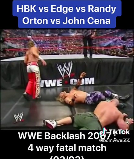 WWE Backlash 2007 : HBK vs Edge bs Randy Orton vs John Cena : 4 way fatal match (02/03) #wwe