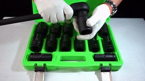 3/4 inch Drive Impact Socket Set, 14 Piece Heavy Duty CR-MO Deep/Jumbo Sockets 6 Point Design, Metric 17MM to 38MM, for Large Vehicle and Apparatus Maintenance